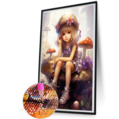 Mushroom Girl - Full Round AB Drill Diamond Painting 30*50CM