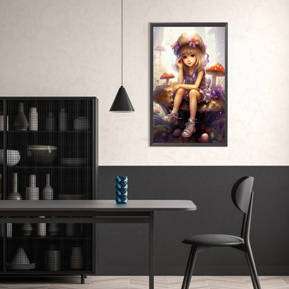 Mushroom Girl - Full Round AB Drill Diamond Painting 30*50CM