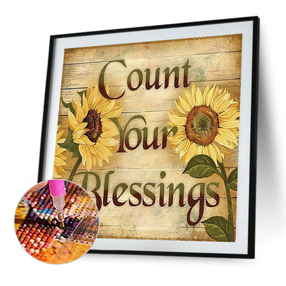 Sunflower Calligraphy And Painting - Full Square Drill Diamond Painting 40*40CM