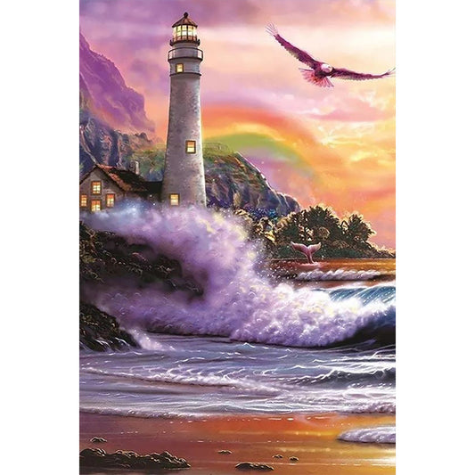 Seaside Lighthouse - Full Round Drill Diamond Painting 40*60CM