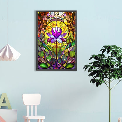 Lotus Glass Painting - Full Round Drill Diamond Painting 40*60CM