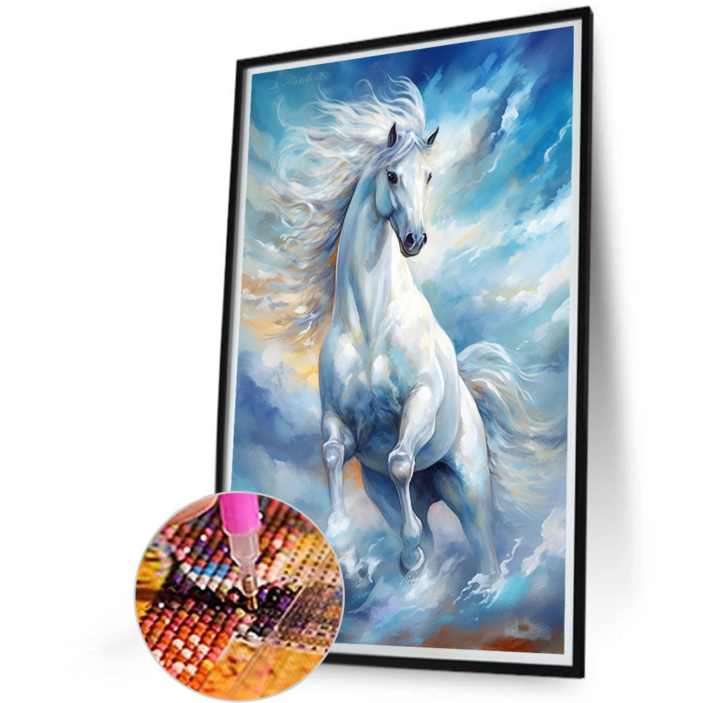 White Horse - Full Round Drill Diamond Painting 40*60CM