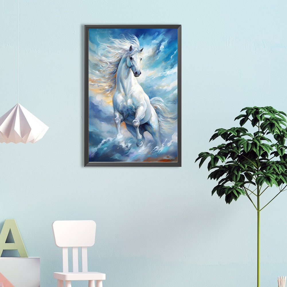 White Horse - Full Round Drill Diamond Painting 40*60CM
