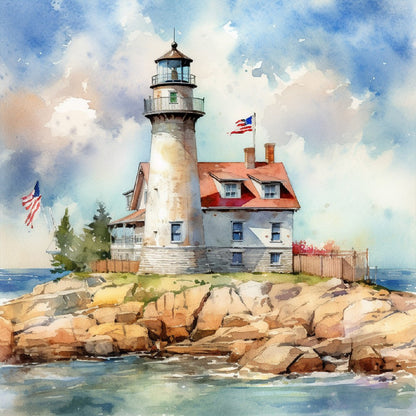 Lighthouse - Full Round Drill Diamond Painting 40*40CM