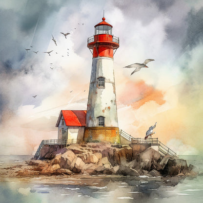 Lighthouse - Full Round Drill Diamond Painting 40*40CM