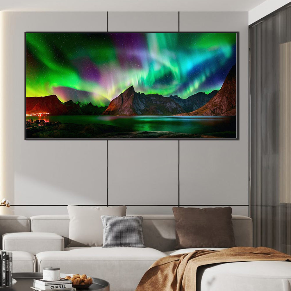 Aurora At Night - Full Square Drill Diamond Painting 80*40CM