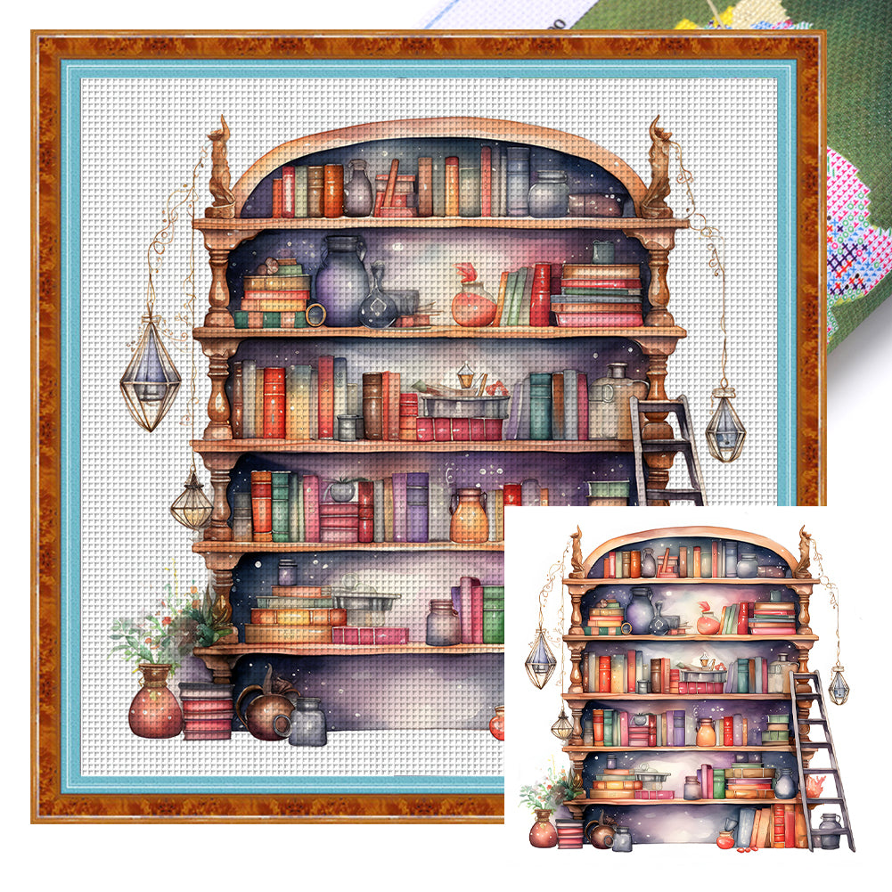 Bookshelf - 11CT Stamped Cross Stitch 60*60CM