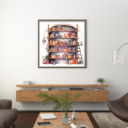 Bookshelf - 11CT Stamped Cross Stitch 60*60CM