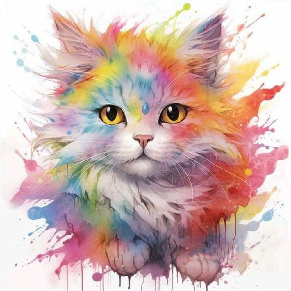 Colorful Fried Cat - Full Round Drill Diamond Painting 40*40CM