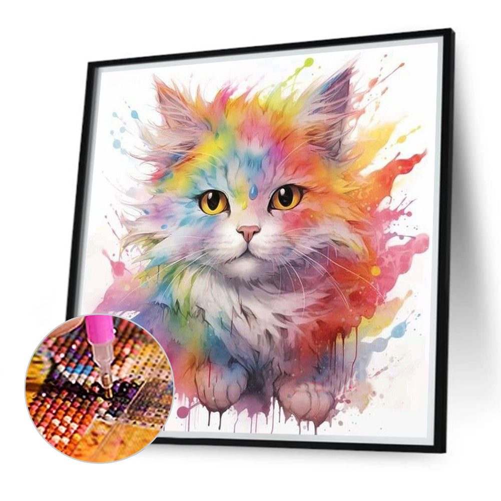 Colorful Fried Cat - Full Round Drill Diamond Painting 40*40CM