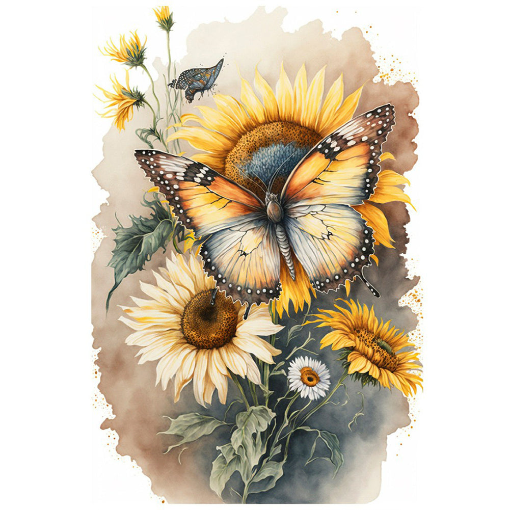 Sunflowers And Butterflies - Full Round Drill Diamond Painting 40*50CM