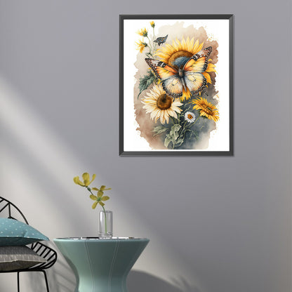 Sunflowers And Butterflies - Full Round Drill Diamond Painting 40*50CM