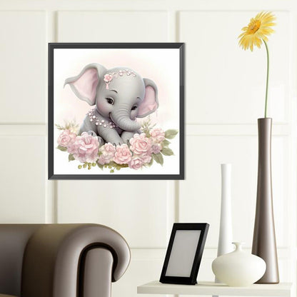 Flower Elephant - Full Round Drill Diamond Painting 40*40CM