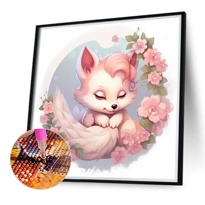 Flower Fox - Full Round Drill Diamond Painting 40*40CM