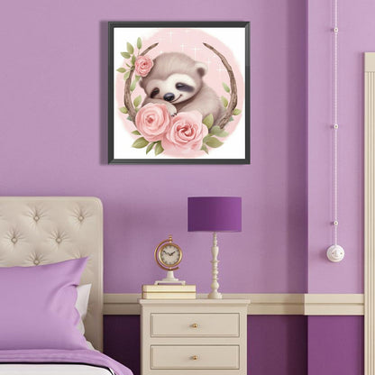 Flower Sloth - Full Round Drill Diamond Painting 40*40CM