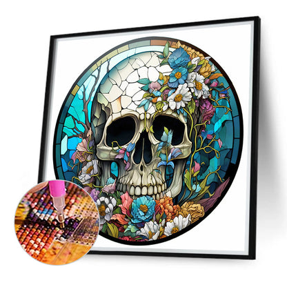 Flowers Skull - Full Round Drill Diamond Painting 40*40CM