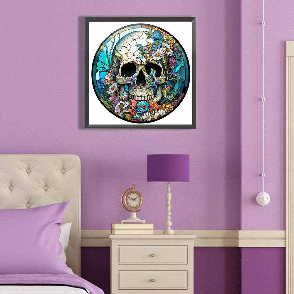 Flowers Skull - Full Round Drill Diamond Painting 40*40CM