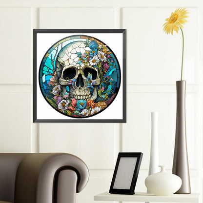 Flowers Skull - Full Round Drill Diamond Painting 40*40CM