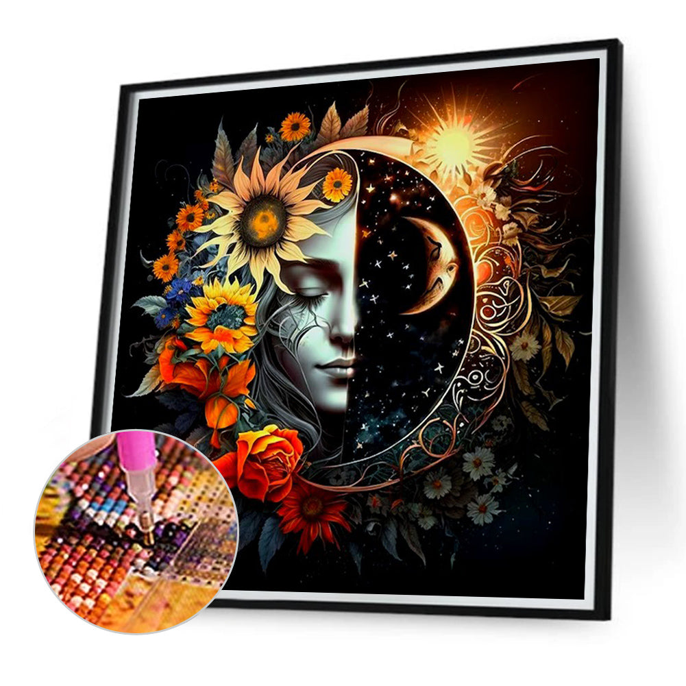 Celestial Bodies, Sun And Moon - Yin And Yang Zodiac Signs - Full Round Drill Diamond Painting 40*40CM