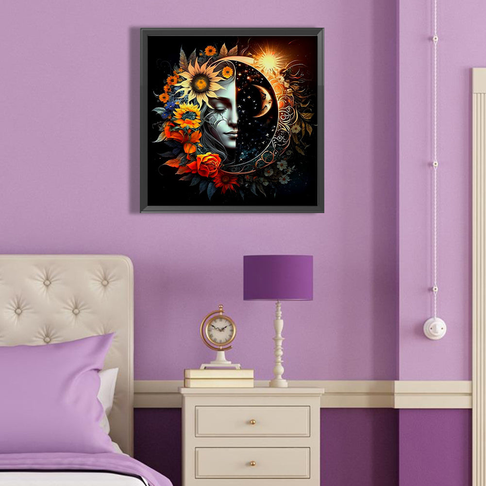 Celestial Bodies, Sun And Moon - Yin And Yang Zodiac Signs - Full Round Drill Diamond Painting 40*40CM