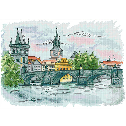 Charles Bridge - 14CT Stamped Cross Stitch 44*35CM(Joy Sunday)