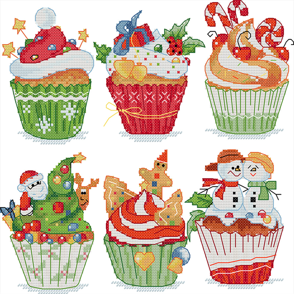 Christmas Cupcakes - 14CT Stamped Cross Stitch 28*28CM(Joy Sunday)