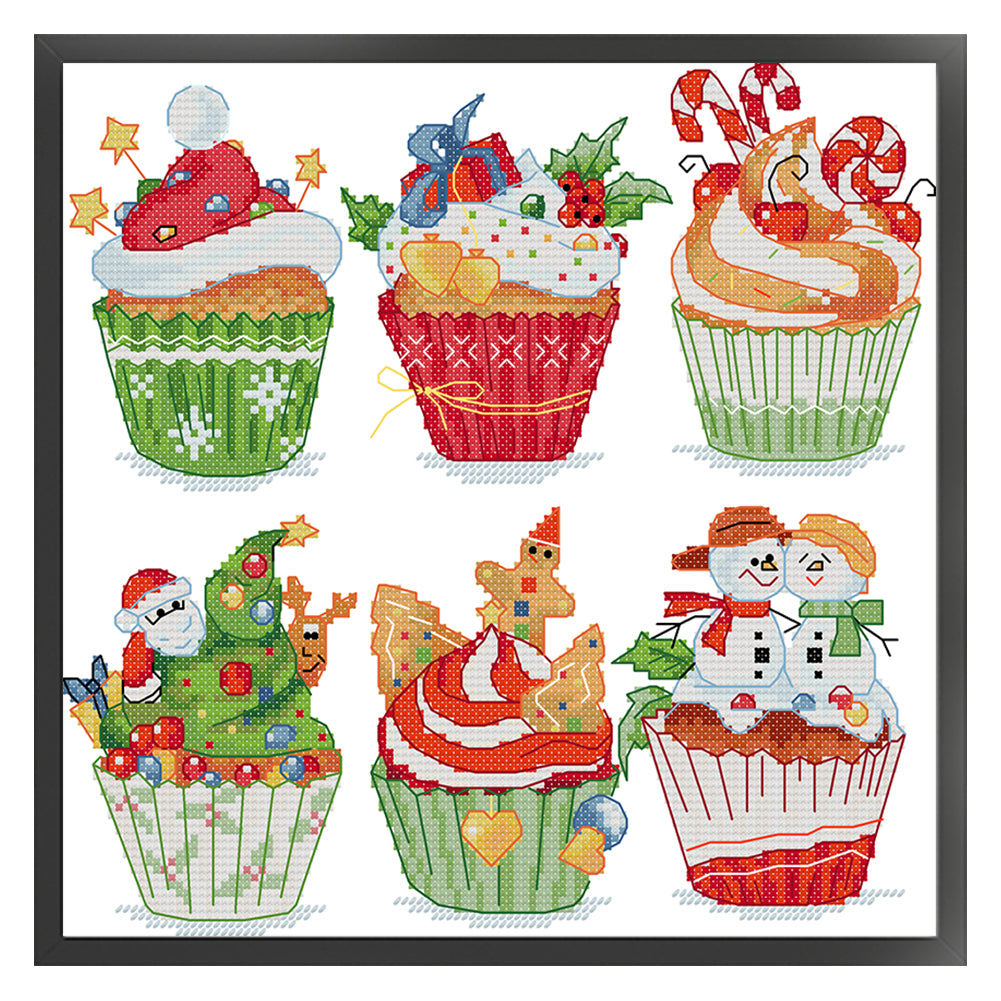 Christmas Cupcakes - 14CT Stamped Cross Stitch 28*28CM(Joy Sunday)