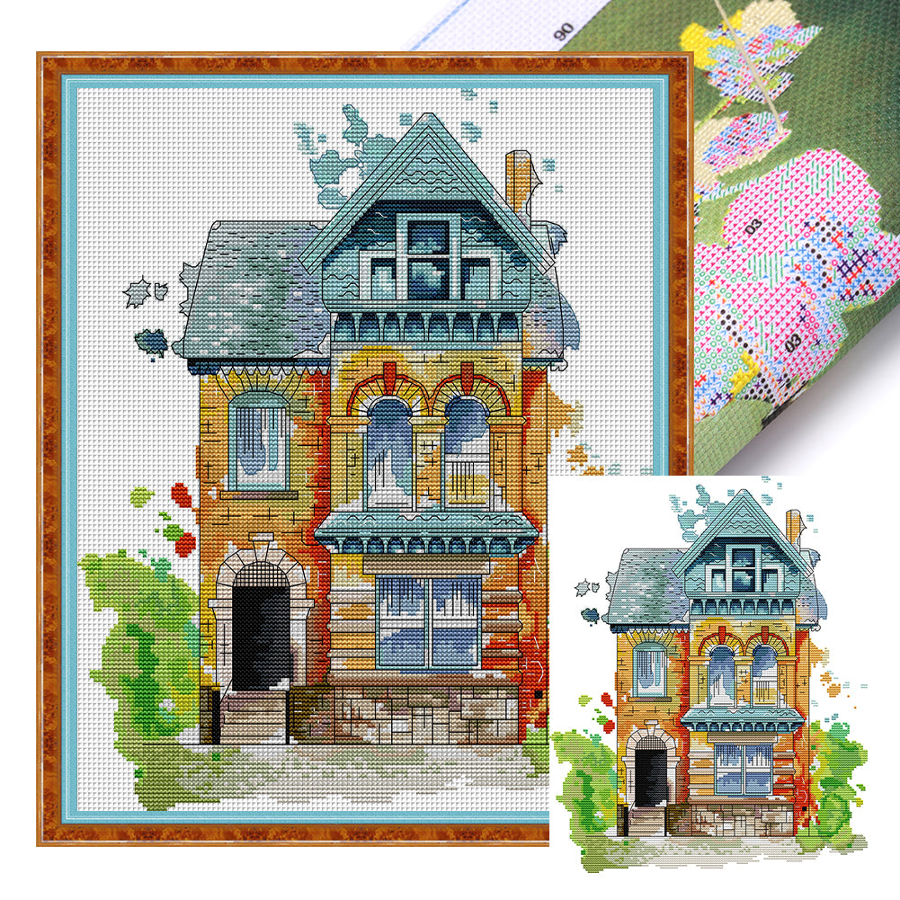 Victorian Cottage - 14CT Stamped Cross Stitch 33*40CM(Joy Sunday)