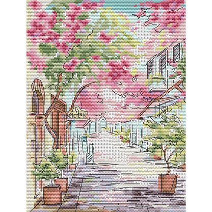 Greek Street - 14CT Stamped Cross Stitch 26*34CM(Joy Sunday)