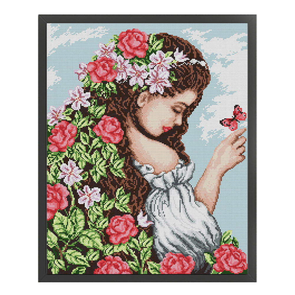 Daughter Of Spring - 14CT Stamped Cross Stitch 41*52CM(Joy Sunday)