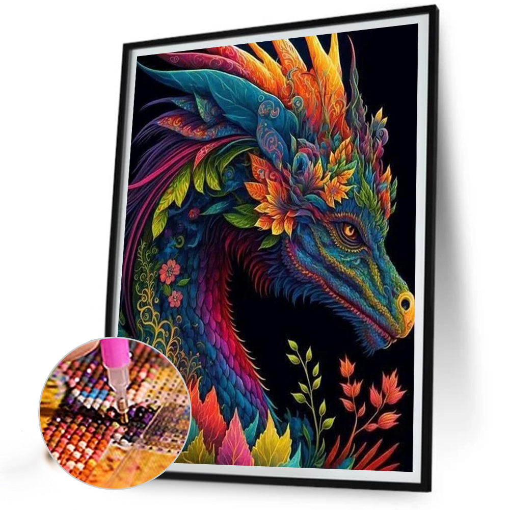Flower Dragon - Full Round Drill Diamond Painting 40*50CM