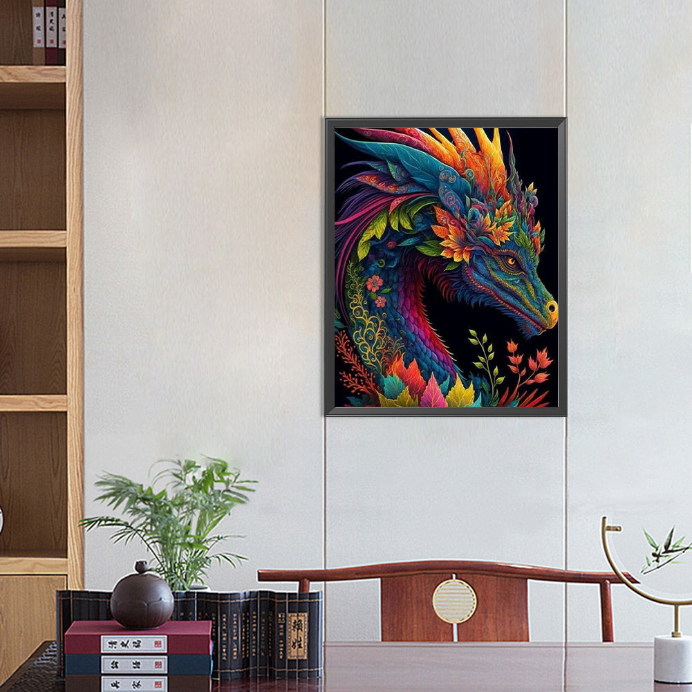 Flower Dragon - Full Round Drill Diamond Painting 40*50CM