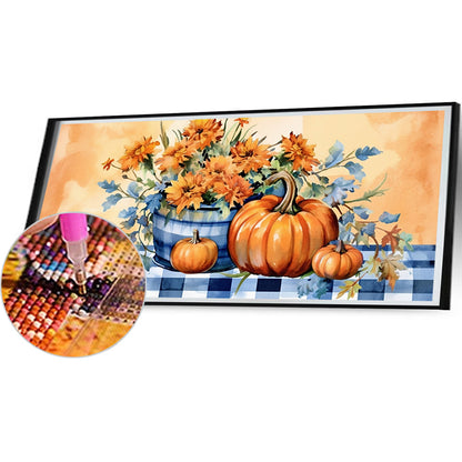 Pumpkin Sunflower - Full Round Drill Diamond Painting 80*40CM