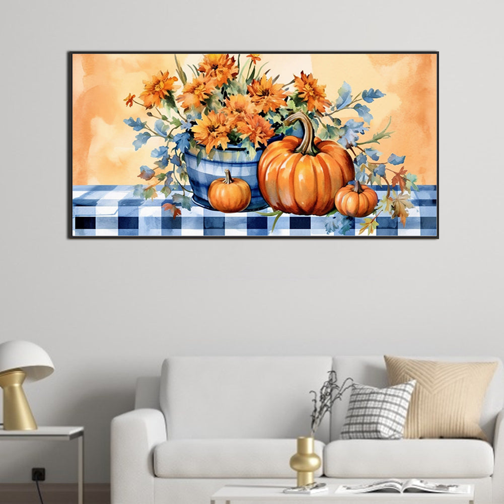 Pumpkin Sunflower - Full Round Drill Diamond Painting 80*40CM