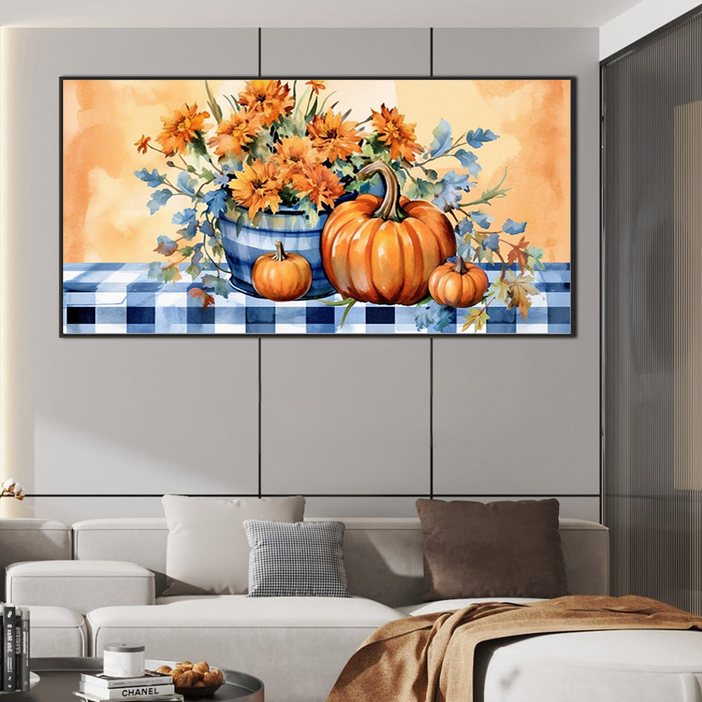 Pumpkin Sunflower - Full Round Drill Diamond Painting 80*40CM