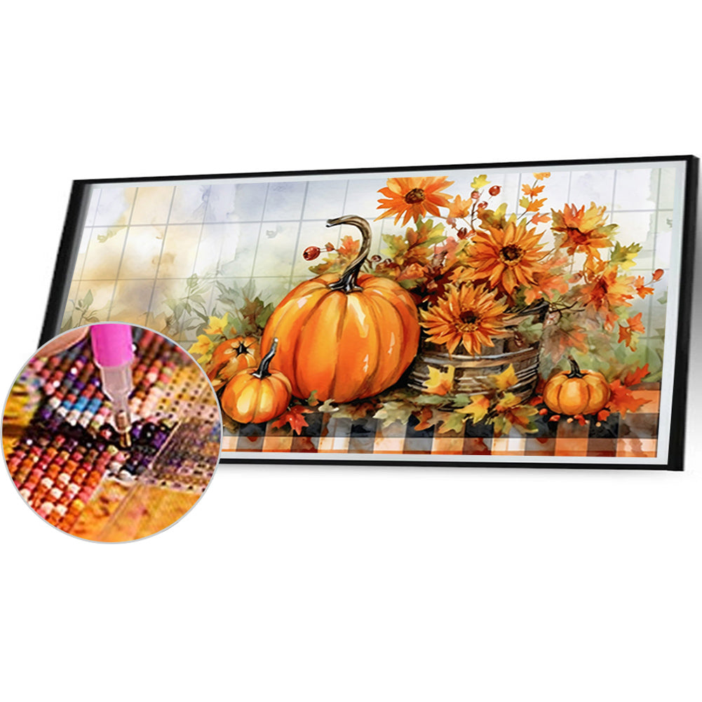 Pumpkin Sunflower - Full Round Drill Diamond Painting 80*40CM