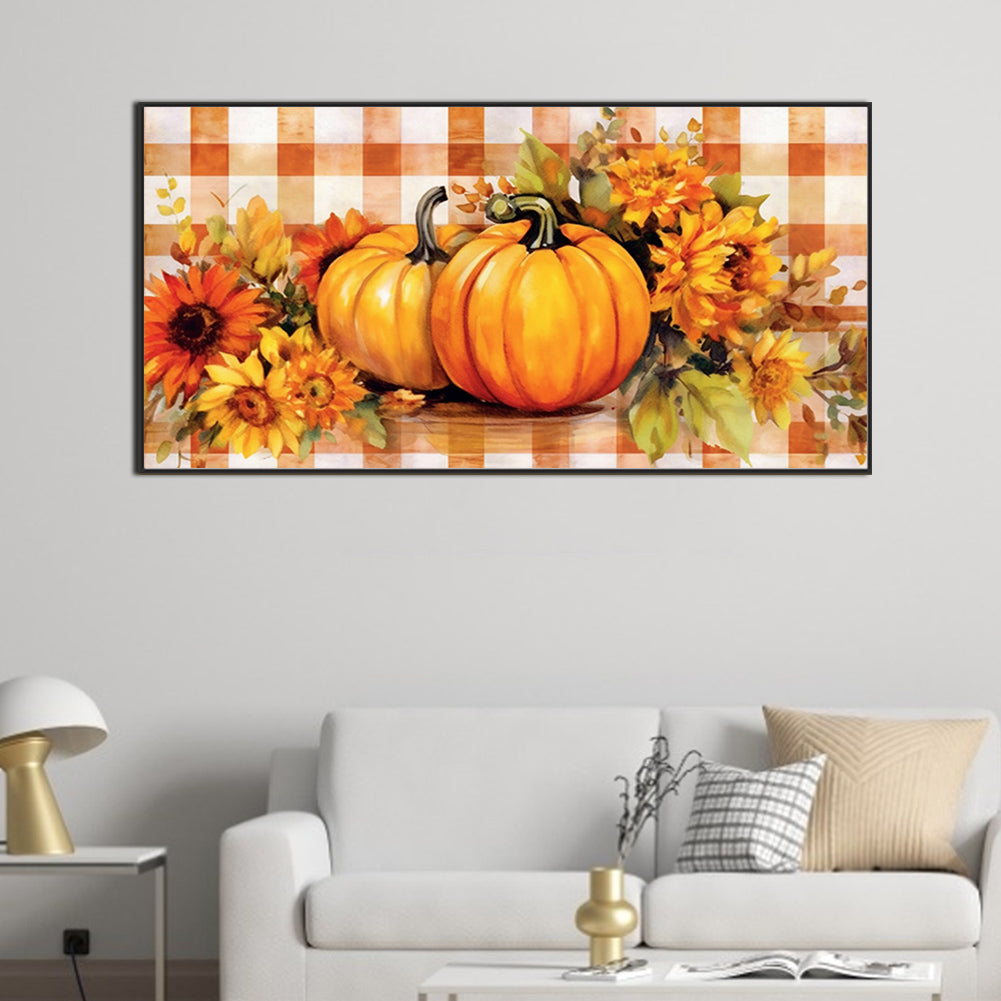 Pumpkin Sunflower - Full Round Drill Diamond Painting 80*40CM