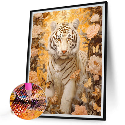 White Tiger - Full AB Dril Round Diamond Painting 40*50CM