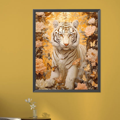 White Tiger - Full AB Dril Round Diamond Painting 40*50CM