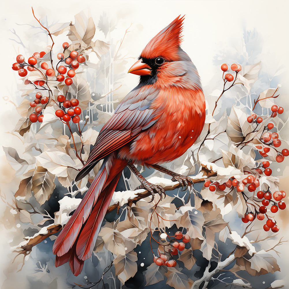 Cardinal On Tree Branch - Full Round Drill Diamond Painting 40*40CM