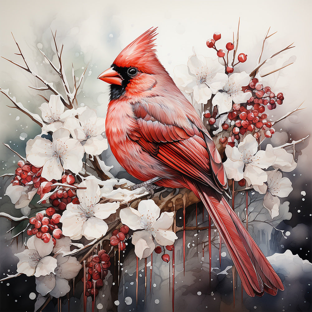 Cardinal On Tree Branch - Full Round Drill Diamond Painting 40*40CM