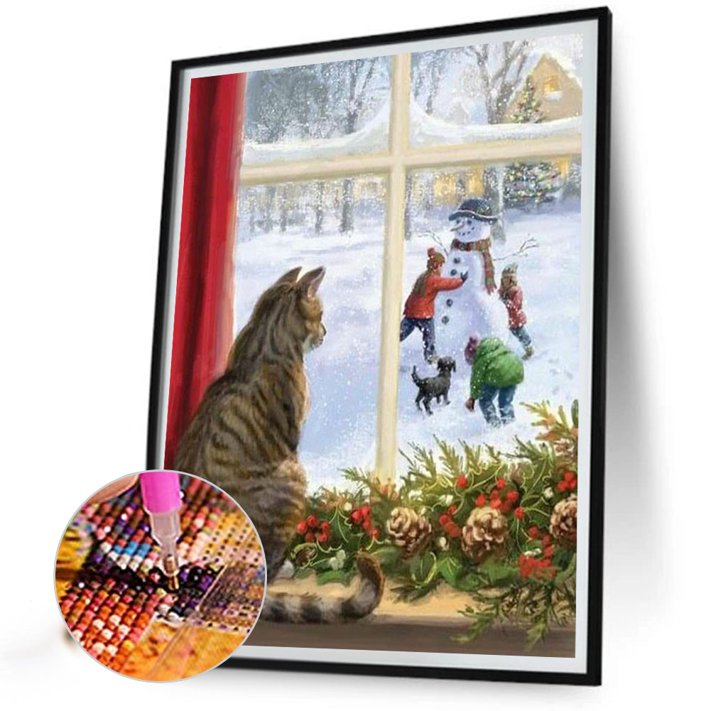 Christmas Cats And Dogs - Full Round Drill Diamond Painting 40*50CM