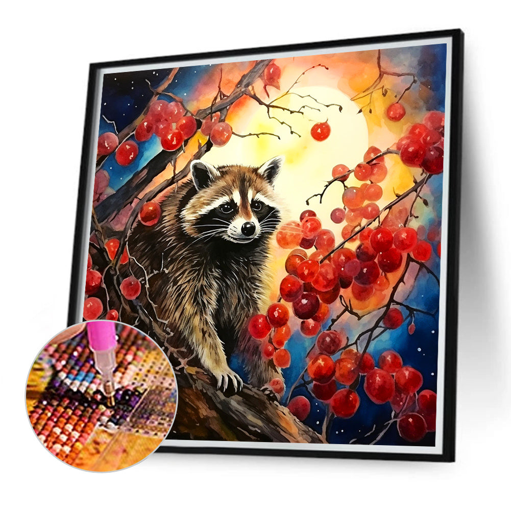 Red Grape And Civet Cat - Full Round Drill Diamond Painting 40*40CM