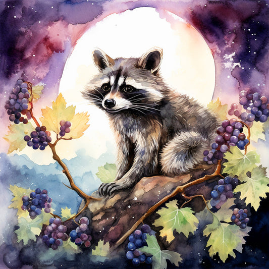 Purple Grapes And Civet Cat - Full Round Drill Diamond Painting 40*40CM