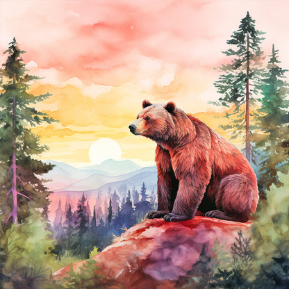 Mountains And Bears - Full Round Drill Diamond Painting 40*40CM