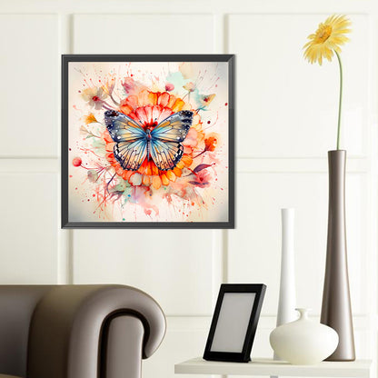 Butterfly On Flower - Full Round Drill Diamond Painting 40*40CM