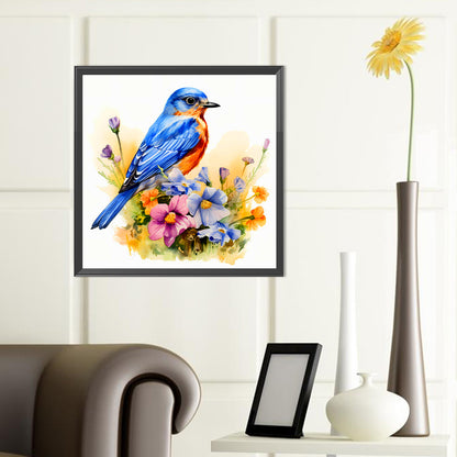 Blue Bird On Flower Pile - Full Round Drill Diamond Painting 40*40CM