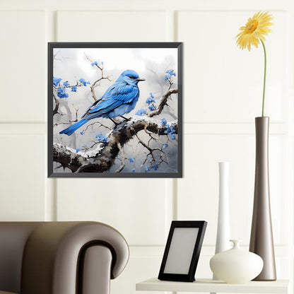 Snow Mist Blue Flower Blue Bird - Full Round Drill Diamond Painting 40*40CM