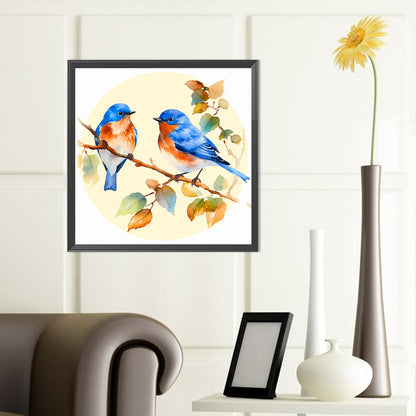 Blue Bird On Spring Leaf Branch - Full Round Drill Diamond Painting 40*40CM