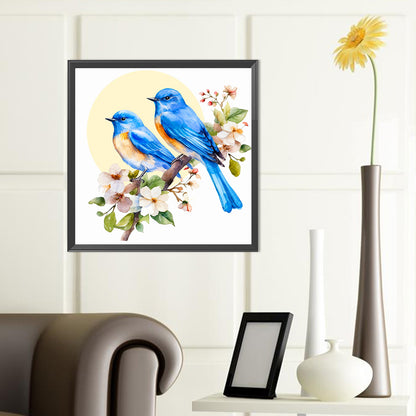 Blue Bird On White Flower Branch - Full Round Drill Diamond Painting 40*40CM